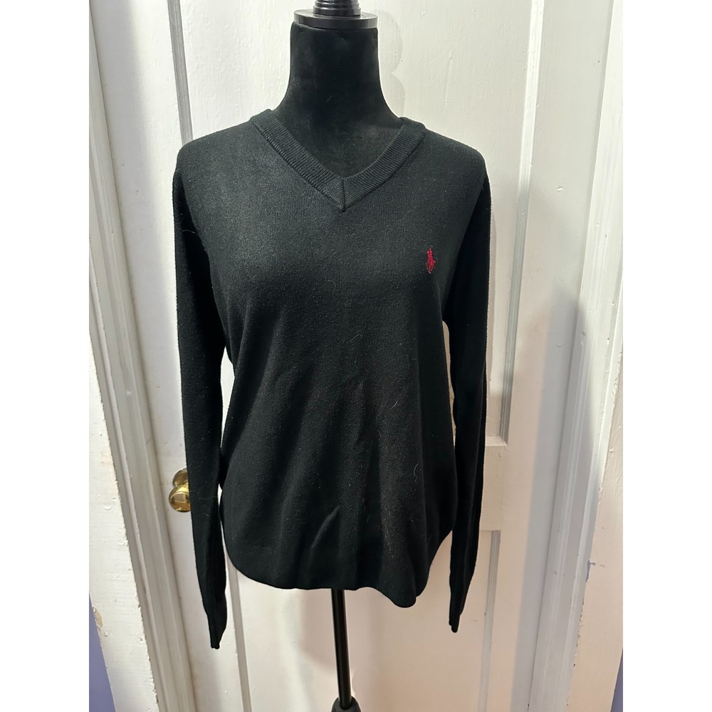 Polo Ralph Lauren‎ Black 100% Cashmere Knit Sweater in L